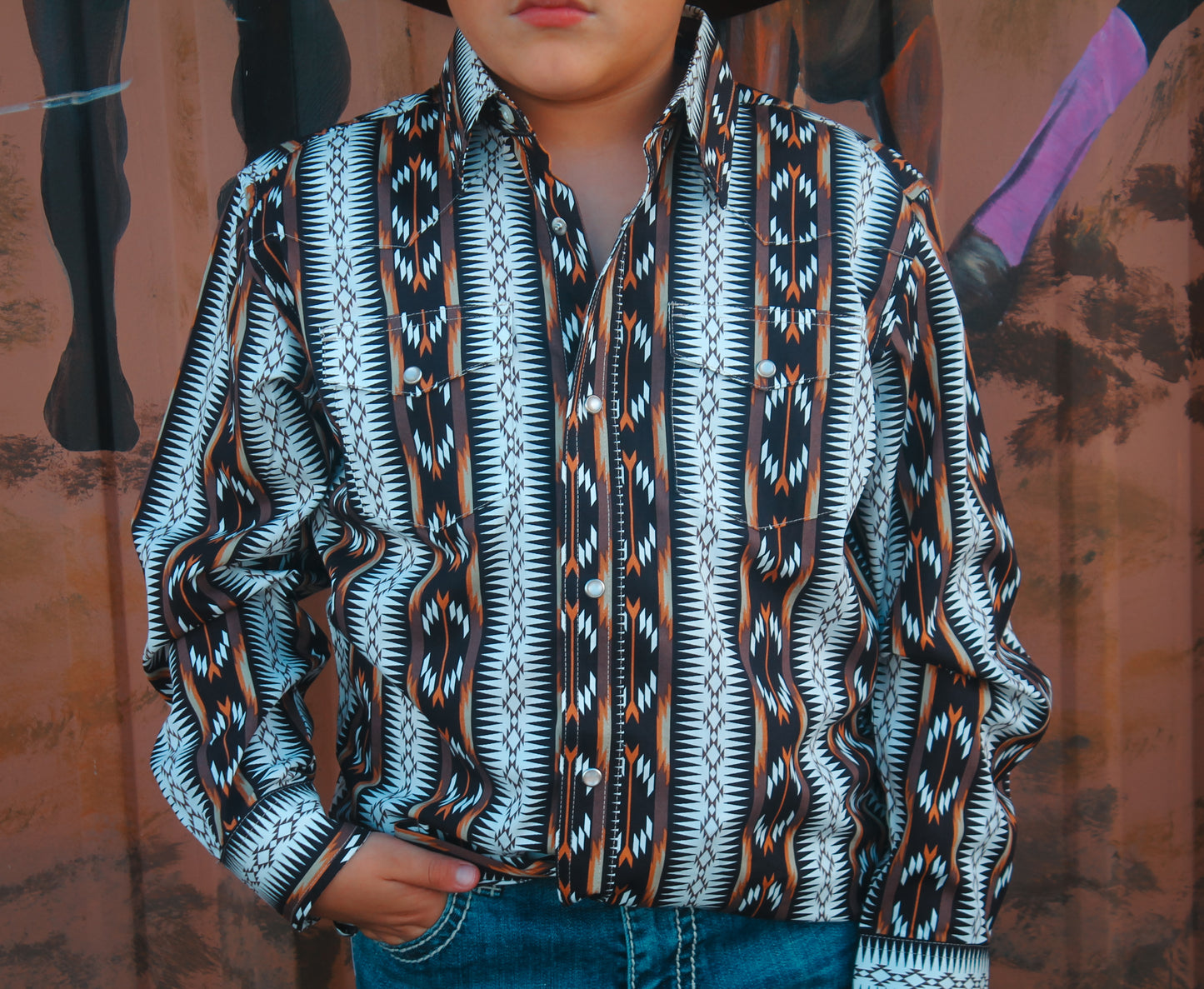 Wrangler Boys Brown Aztec LS