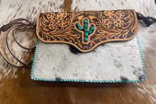 Load image into Gallery viewer, Cowhide Floral Tooled Crossbody Bag
