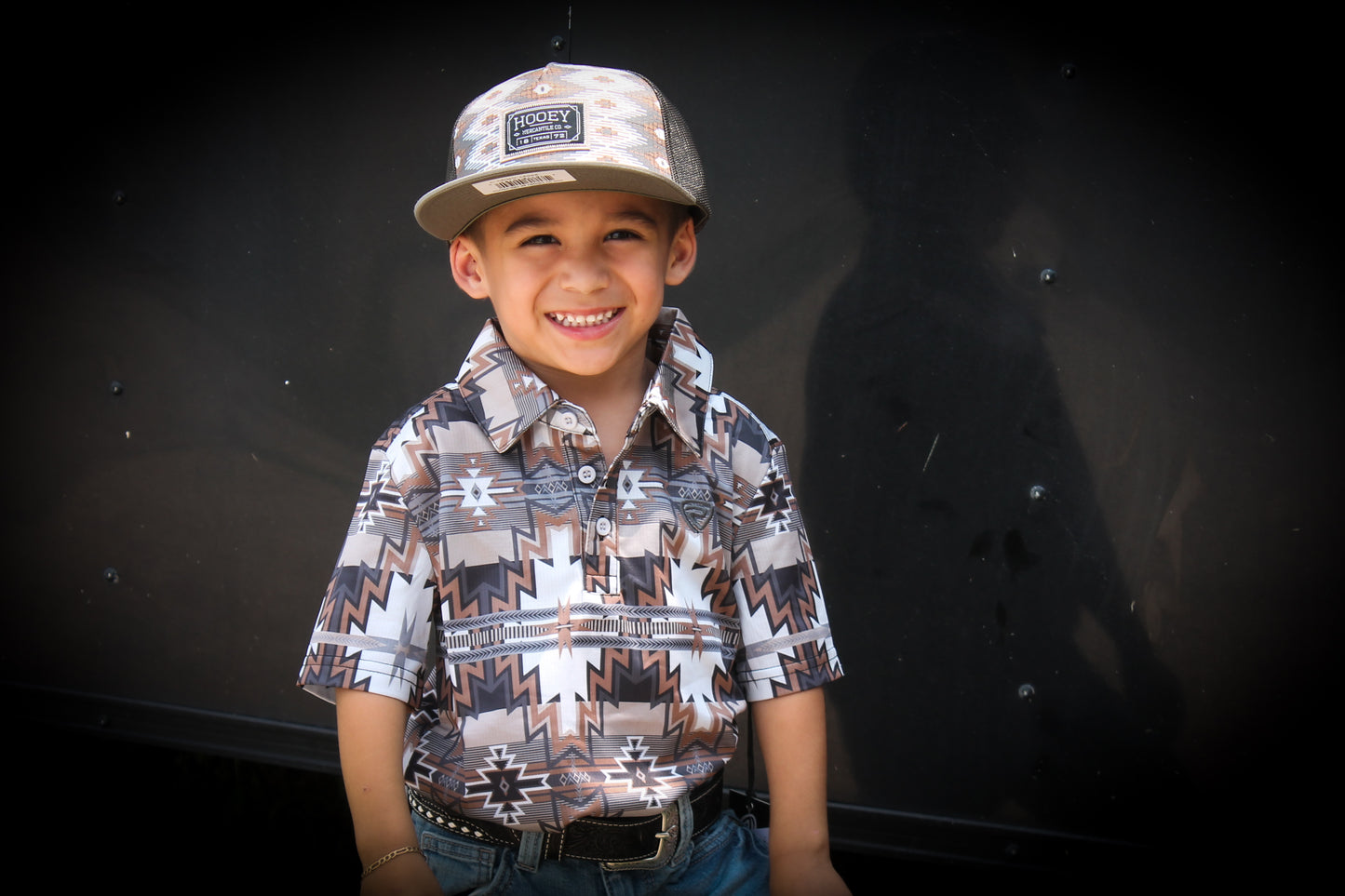 youth Rock & Roll Charcoal Aztec Polo