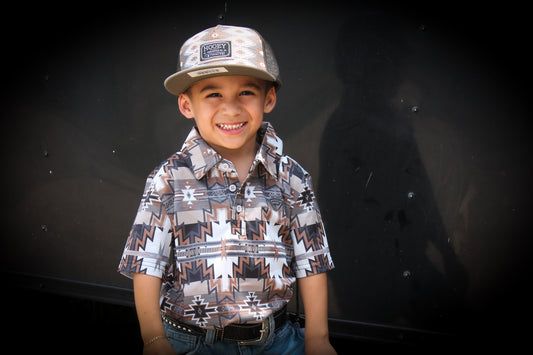 youth Rock & Roll Charcoal Aztec Polo