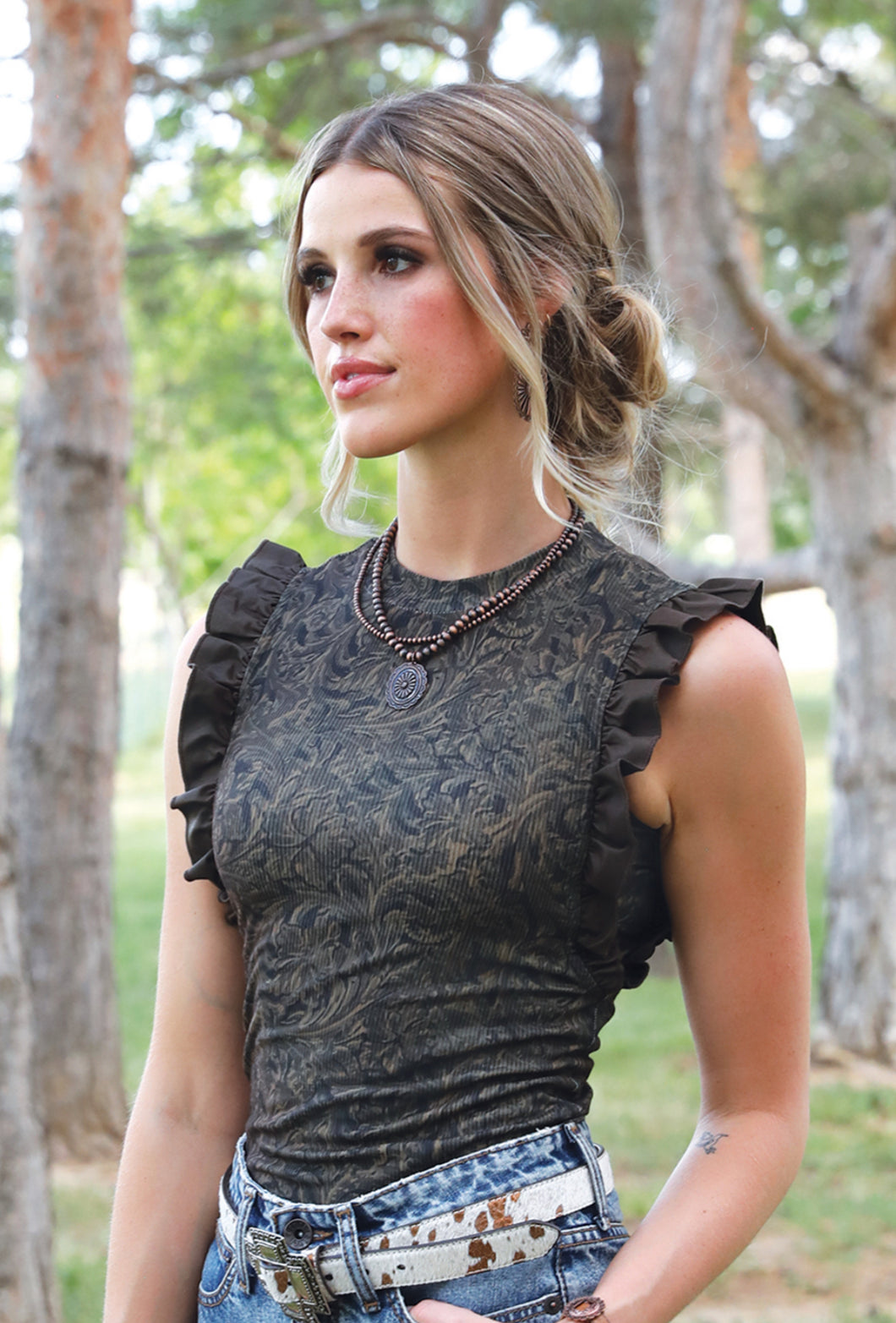 Cruel Denim Tooled Tank