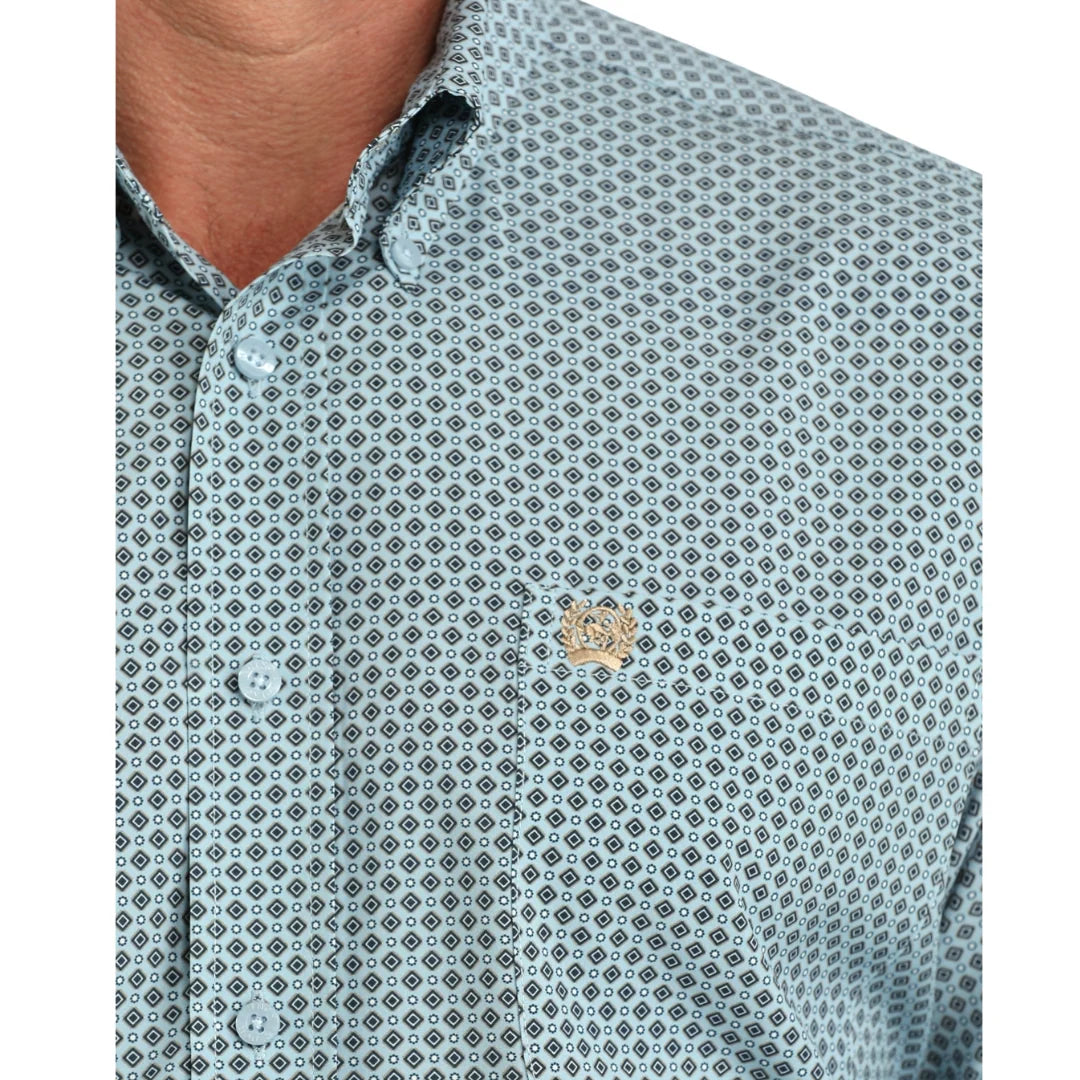 Cinch Men’s Light Blue Printed Arenaflex Button Down Shirt 🤠