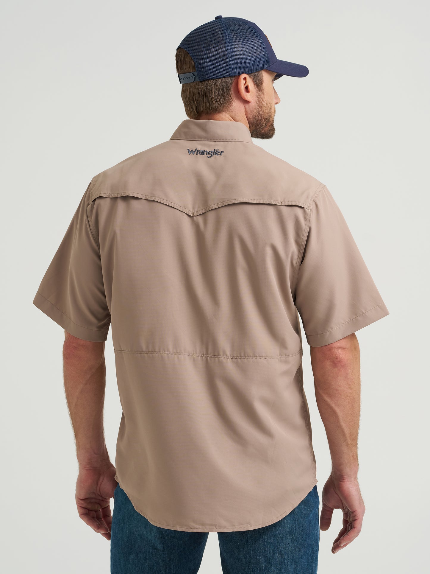 Wrangler Men’s Tan SS Performance  Pearl-snap