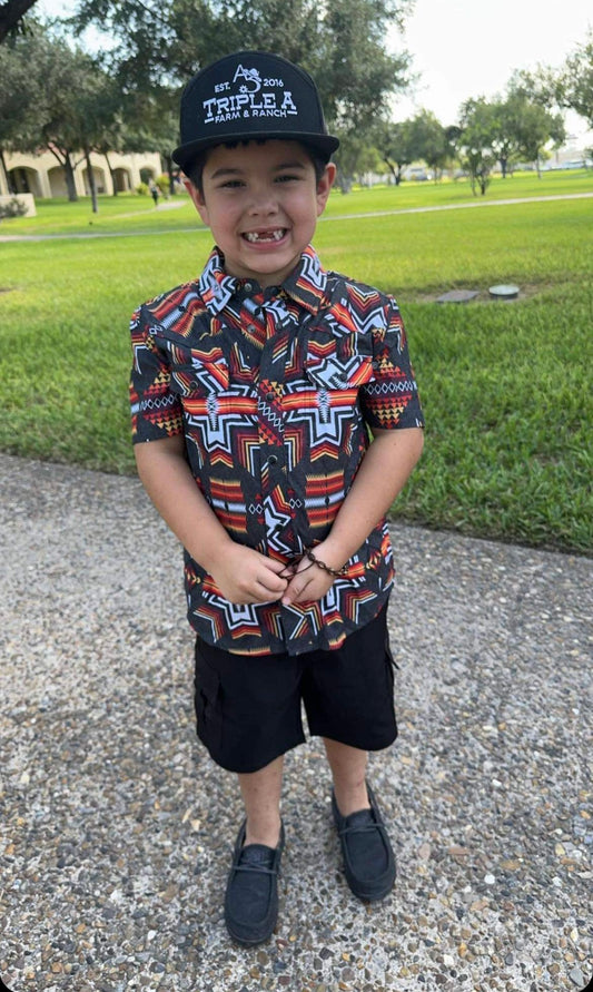 Boys Rock & Roll Black Aztec SS Snap