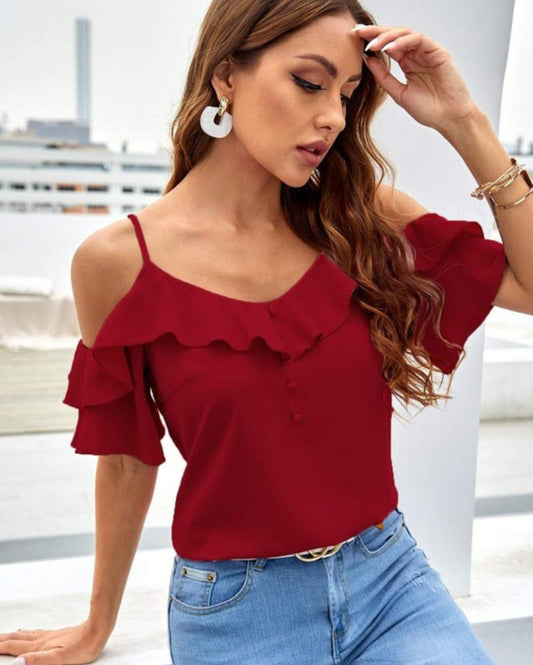 Red Ruffle Top