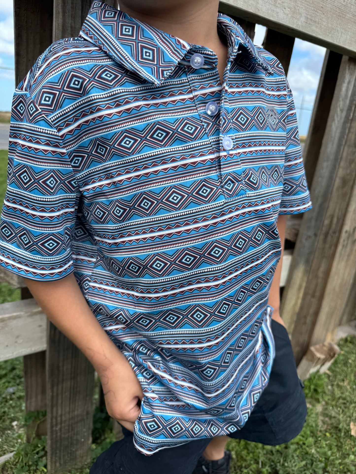 Kids Blue Aztec Polo
