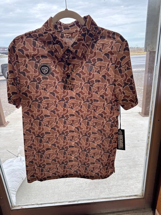 Camo Printed Longhorn mesh polo☑️