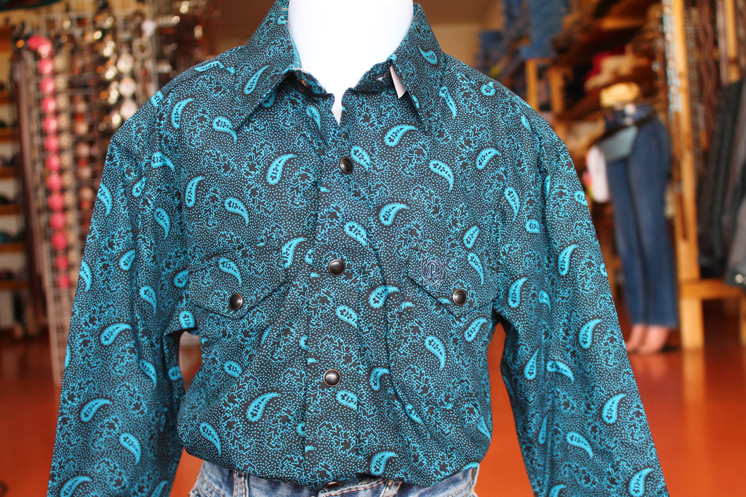 R&R Navy Paisley Print Youth Top