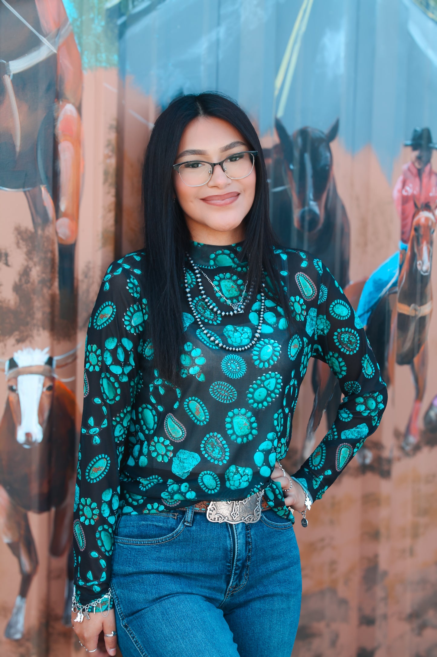 Forever In Turquoise Mesh Top