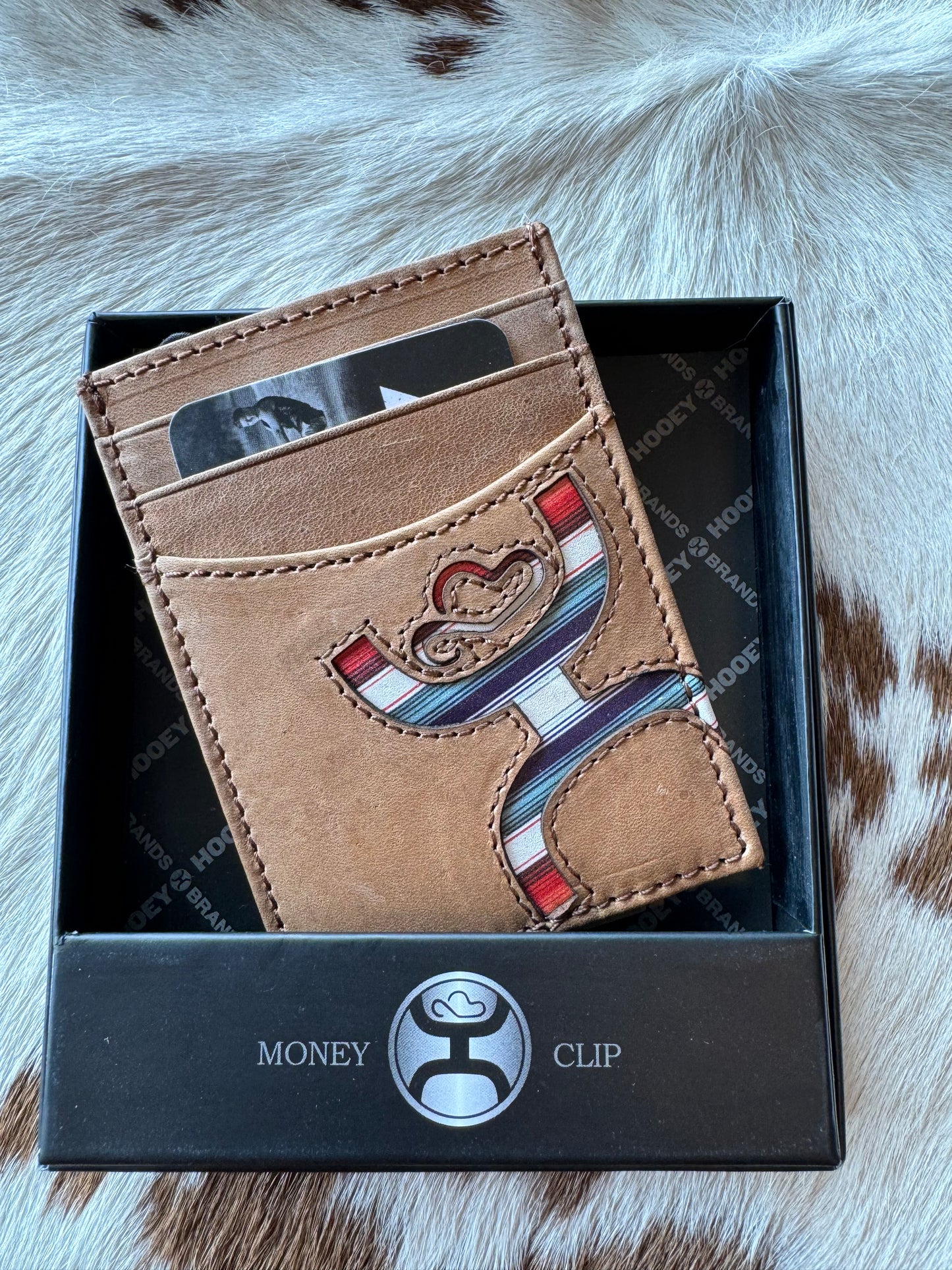 Hooey Original Money Clip Tan w/ Sunset Serape Print HMC013-TNSP✅