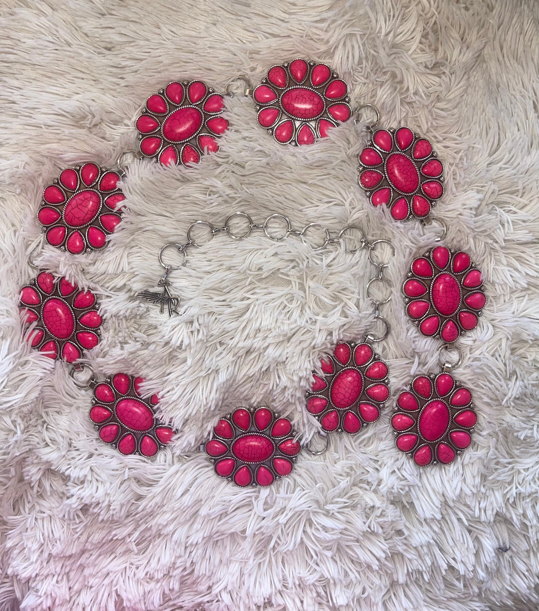 Hot Pink Flower Concho Belt