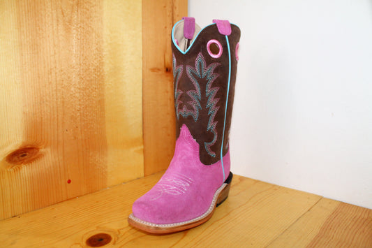 Old West Youth Pink Suede Boots