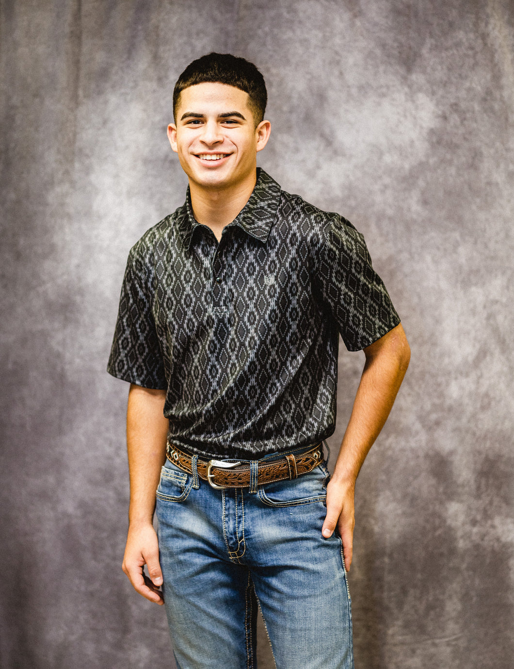 Rock & Roll Black Aztec Polo