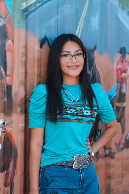 WOMENS S/S SUBLIMATION PRINT TEE/TEAL
