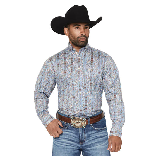 MEN'S SKY BLUE PAISLEY LONG SLEEVE SHIRT
