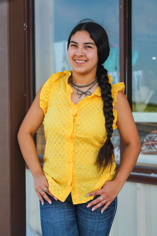 Cinch Lovely Lace Top-Yellow
