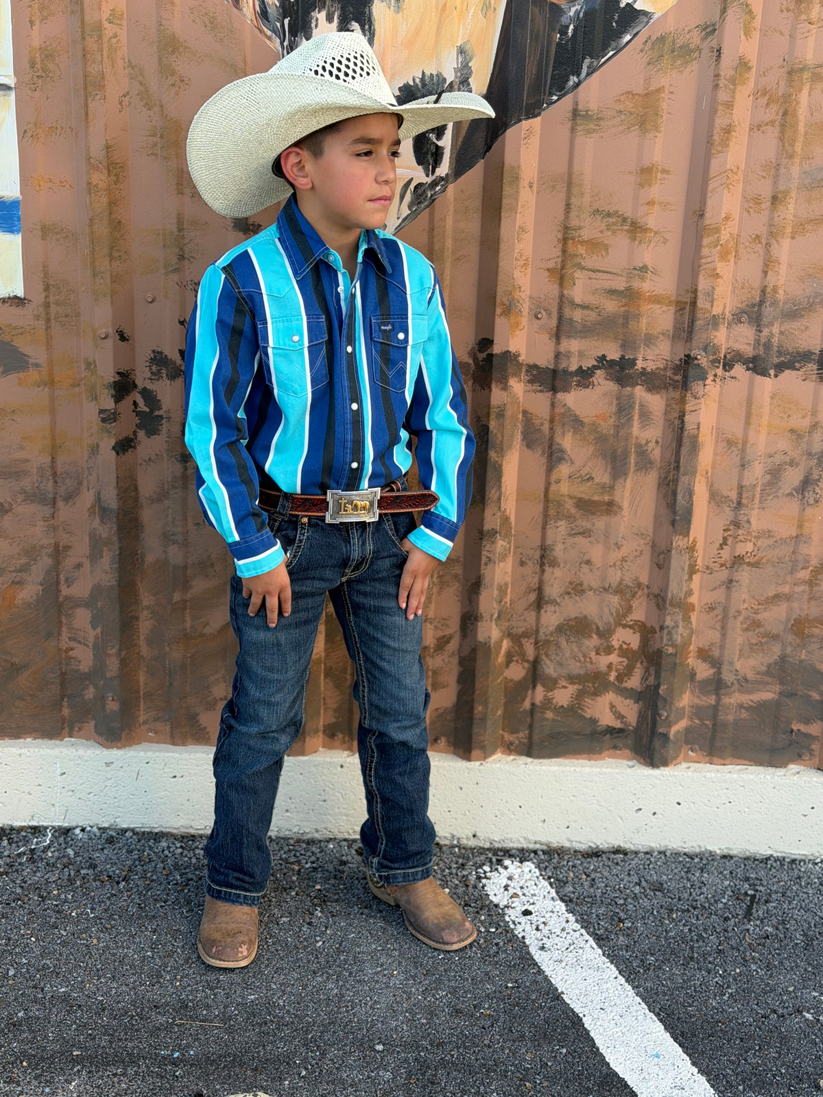 Boy’s Wrangler Blue/Black Brush popper 🤠