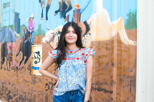 Savanna Jane- Blue Multi Top