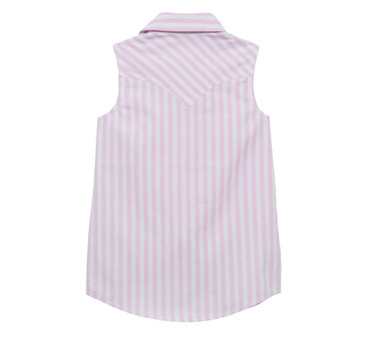 Wrangler Girl’s Lilac Pearl-snap Cut-Off Top