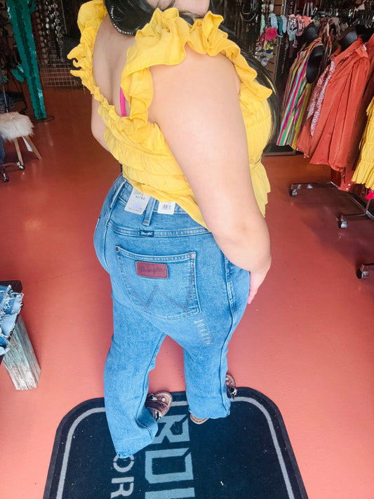Women's Retro Medium Wash Denim Trouser