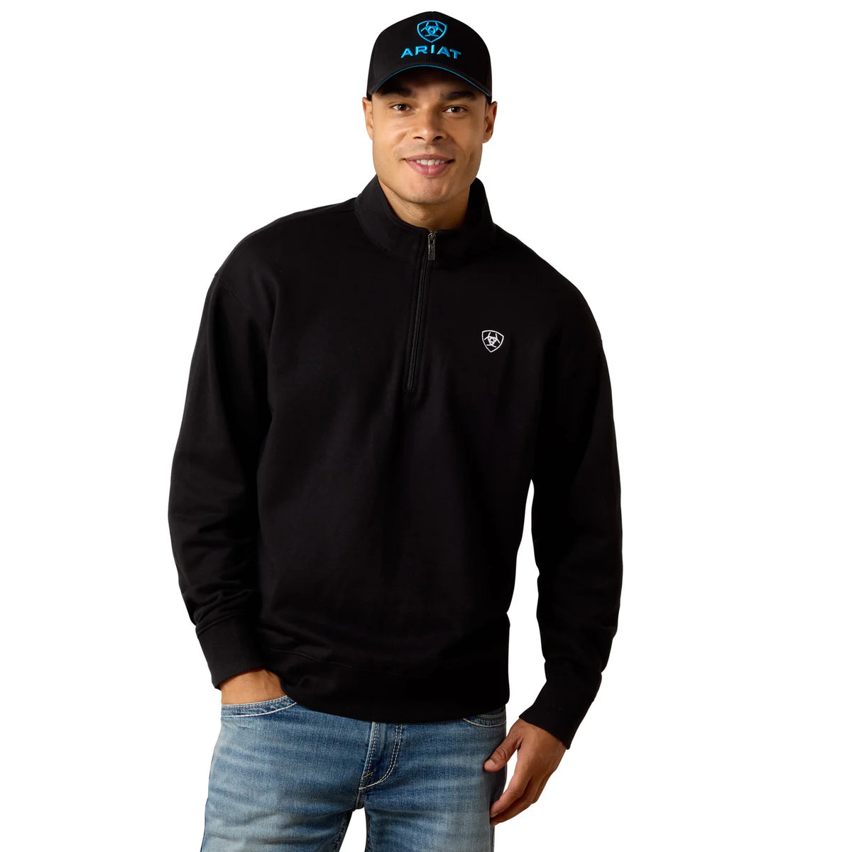 Ariat Men's Black Holiday 1/4 Zip Sweatshirt 10085374 🤠