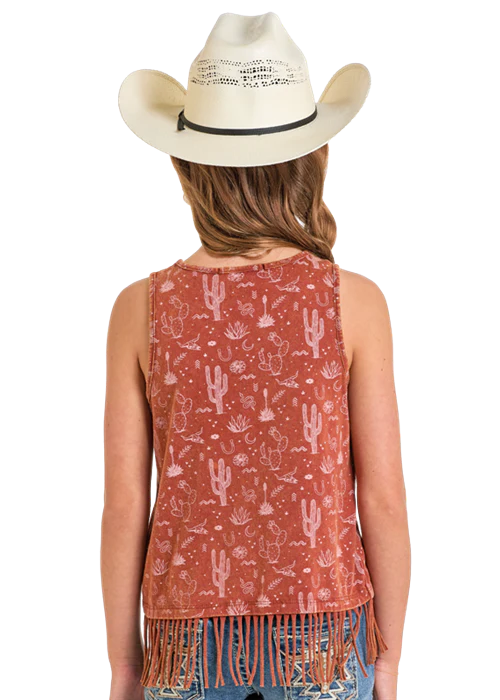 Rock & Roll Girl's Desert Print Fringe Tank Top