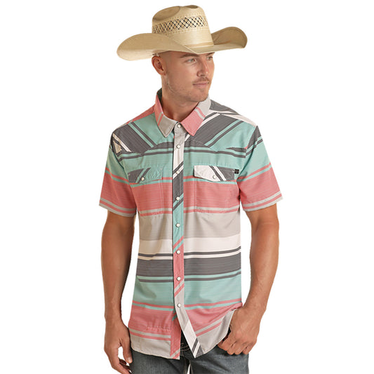 R&R Stripe SS Pearl-snap