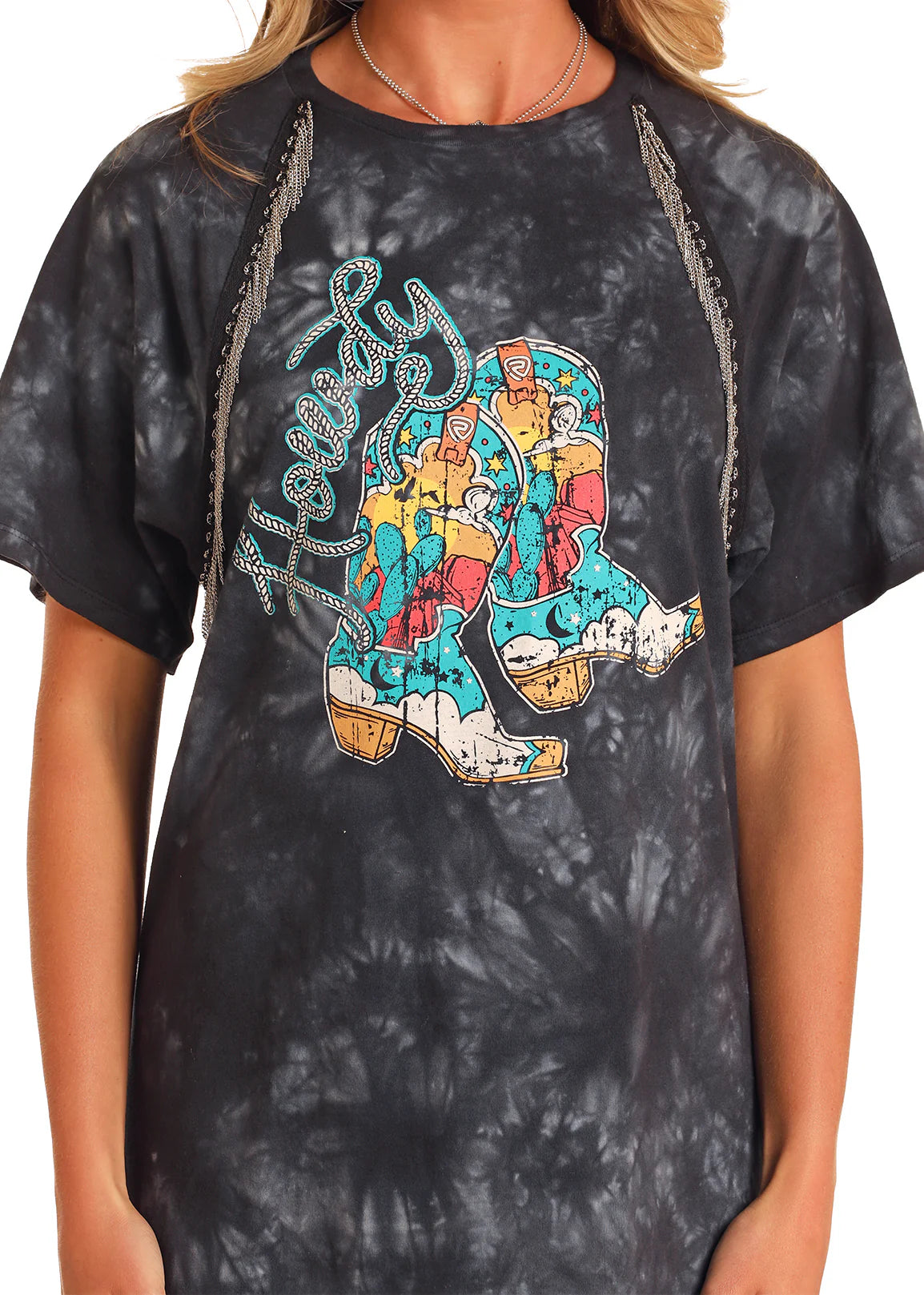 Rock&Roll Women's Chain Fringe T-shirt Dress