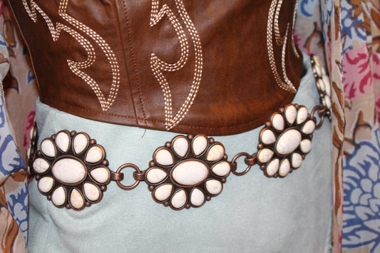 Angel Ranch Creme Flower Concho Belt