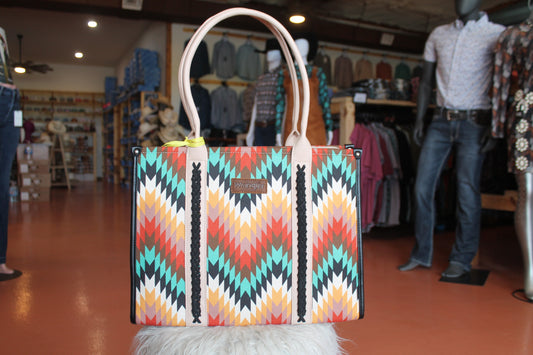 Wrangler: Black Southwestern Pattern Concealed Carry Wide Tote