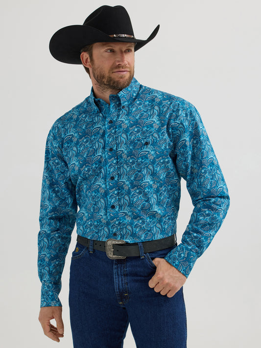 Wrangler Men's Deep Blue Paisley LS