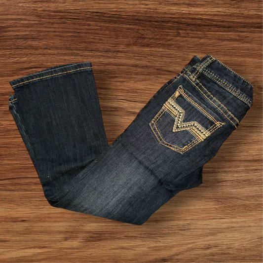 R&R Thick Stitch Dark Wash Vintage Bootcut Jeans