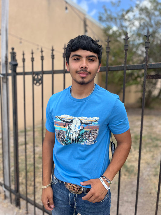 Rock & Roll Denim Royal Bull Skull Tee