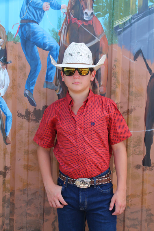 Cinch Boy’s Red Revival SS Button-up