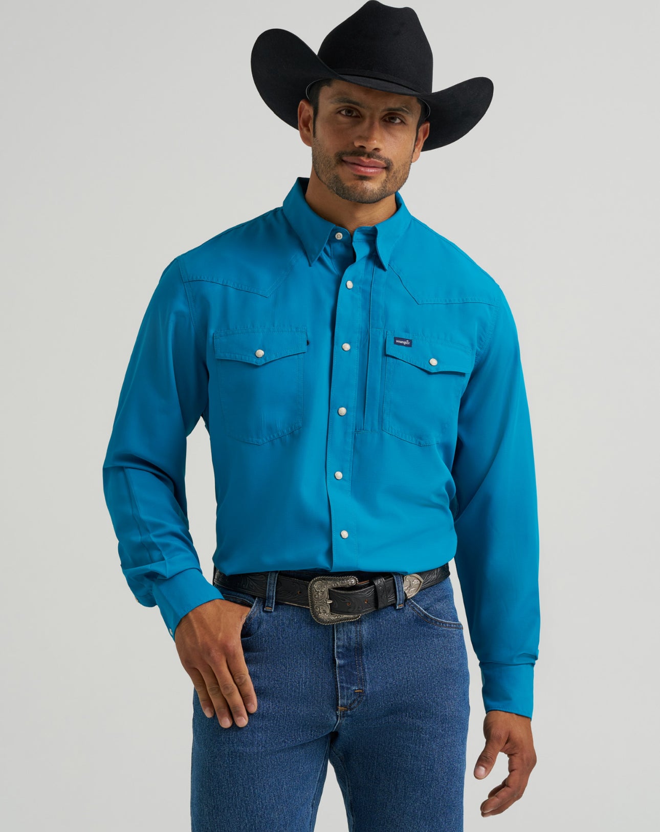 Wrangler Performance Pearl Snap- Teal