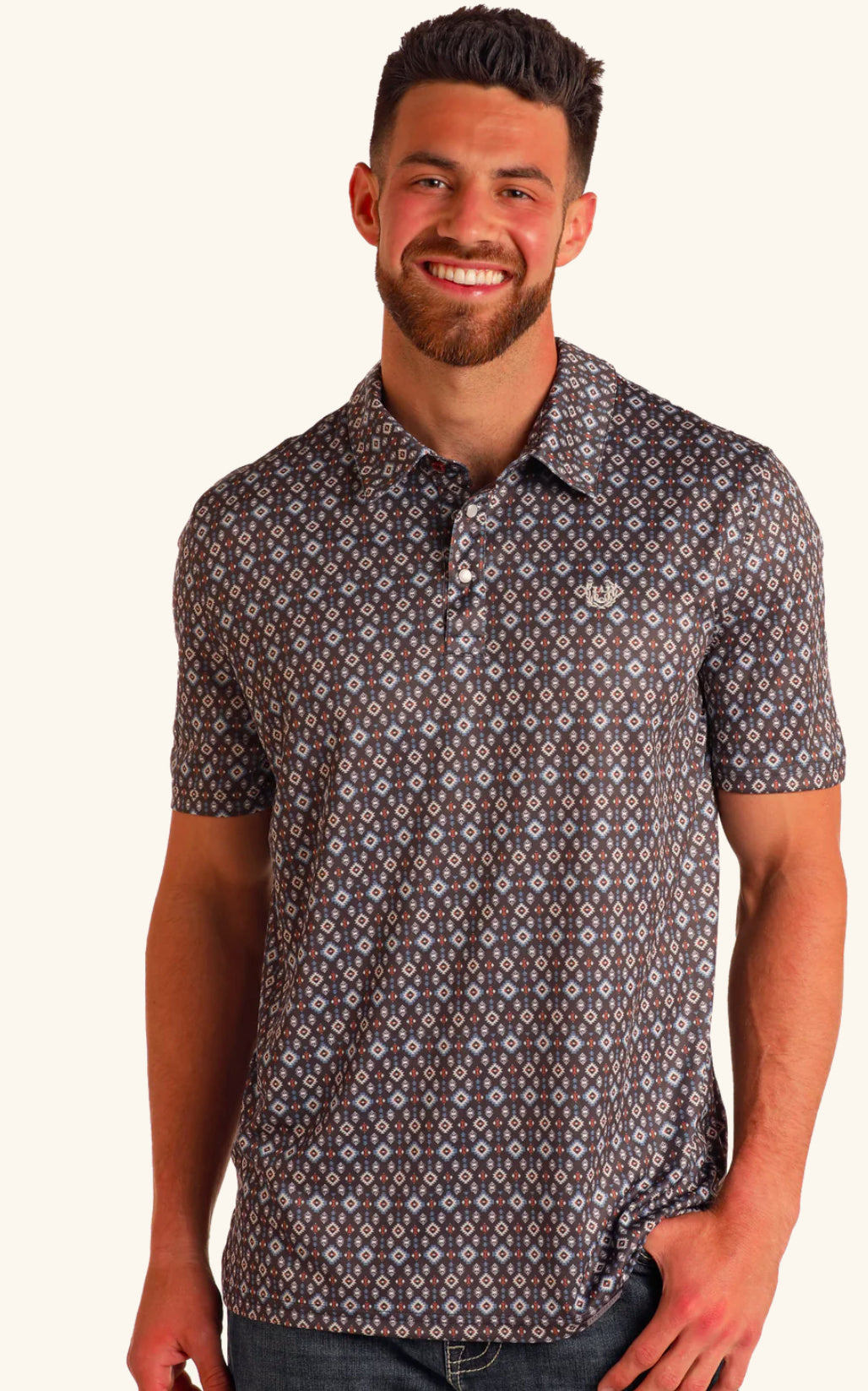 Panhandle Slim Geo Polo- Dark Grey