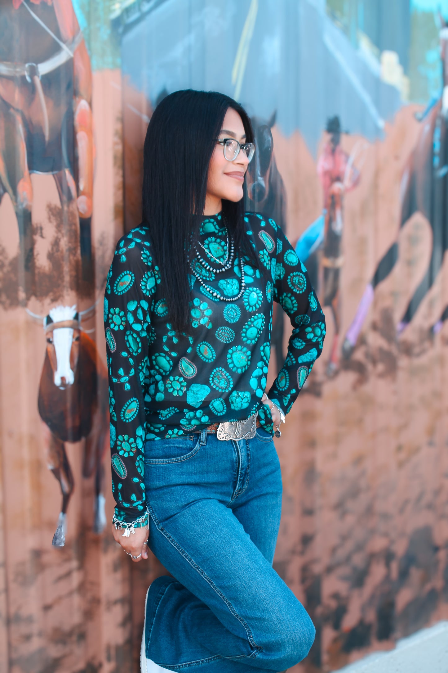 Forever In Turquoise Mesh Top