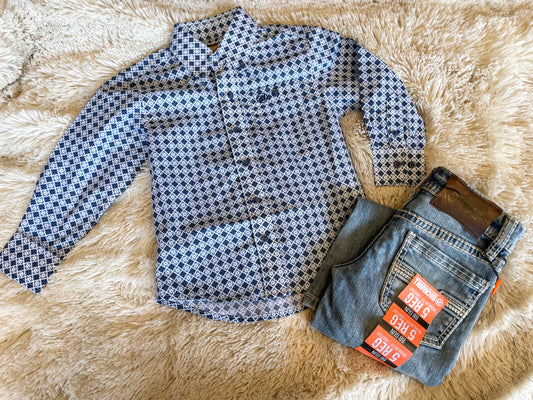 Wrangler Boy's Classic Blue Diamond Longsleeve