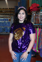 Load image into Gallery viewer, Purple/ Gold Sequin w/ Football Top
