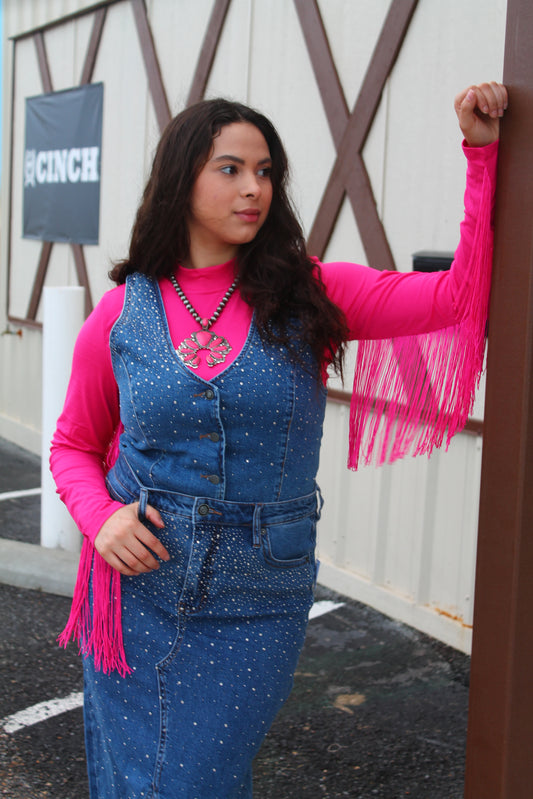 R&R Hot Pink Fringe L/S