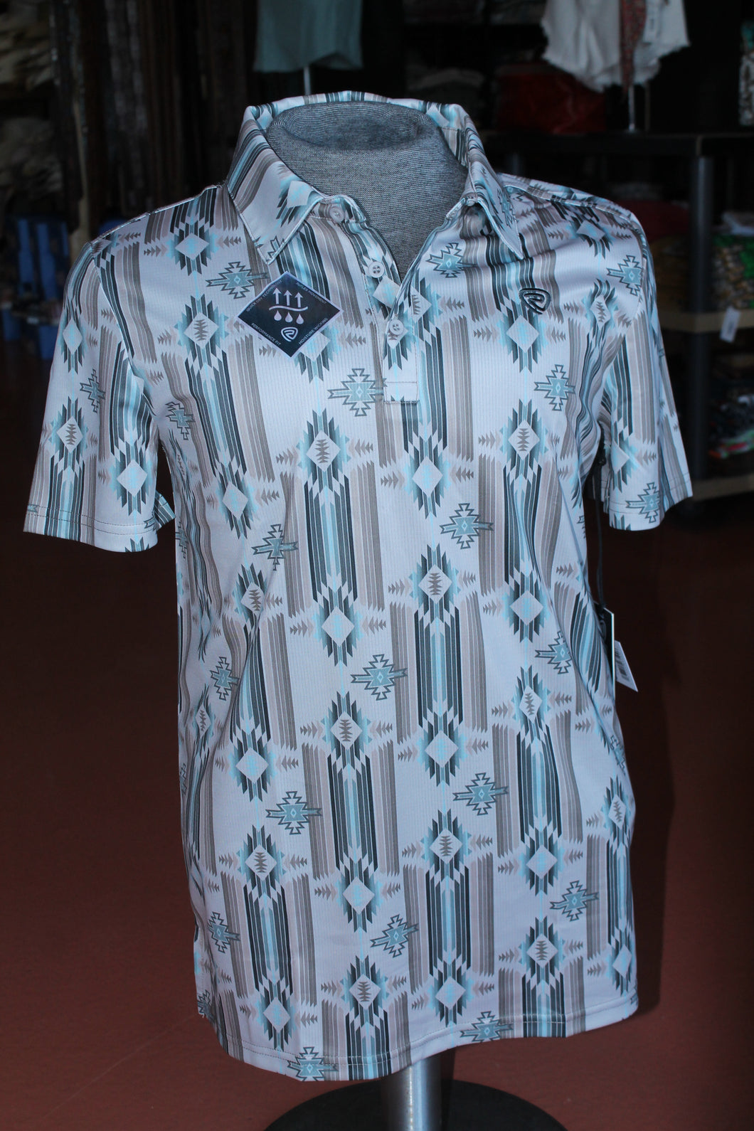 Rock & Roll Denim Aztec Stripe Polo