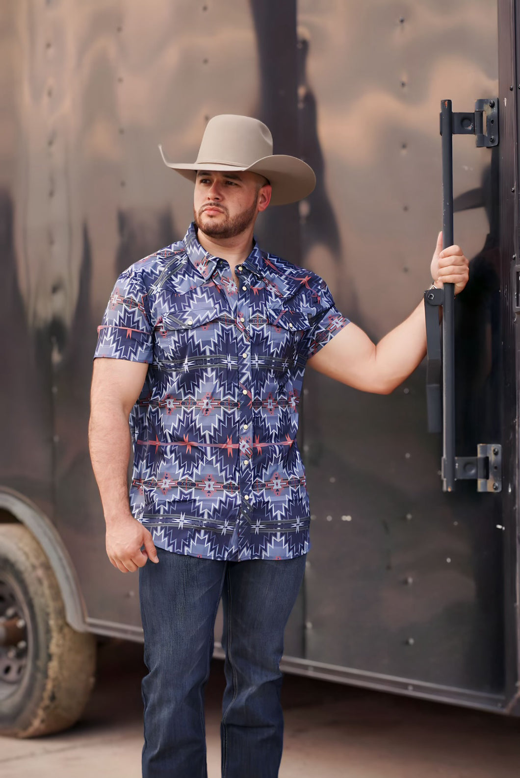 Rock & Roll Denim Aztec Tek Western Snap