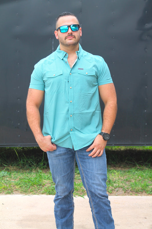 R&R Turquoise Geo Woven SS