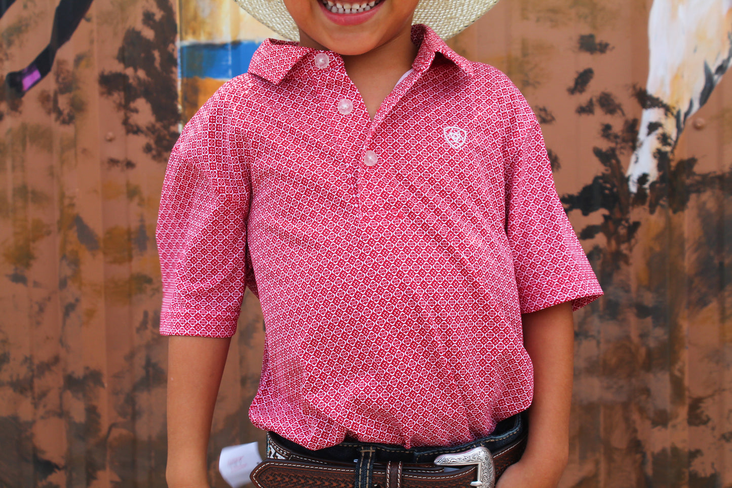 Ariat Boy's All Over Print Polo- Scooter