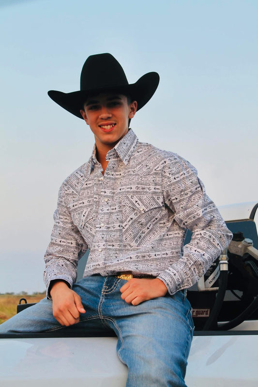 Panhandle B/W LS Pearlsnap 👕