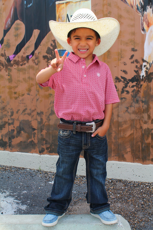 Ariat Boy's All Over Print Polo- Scooter