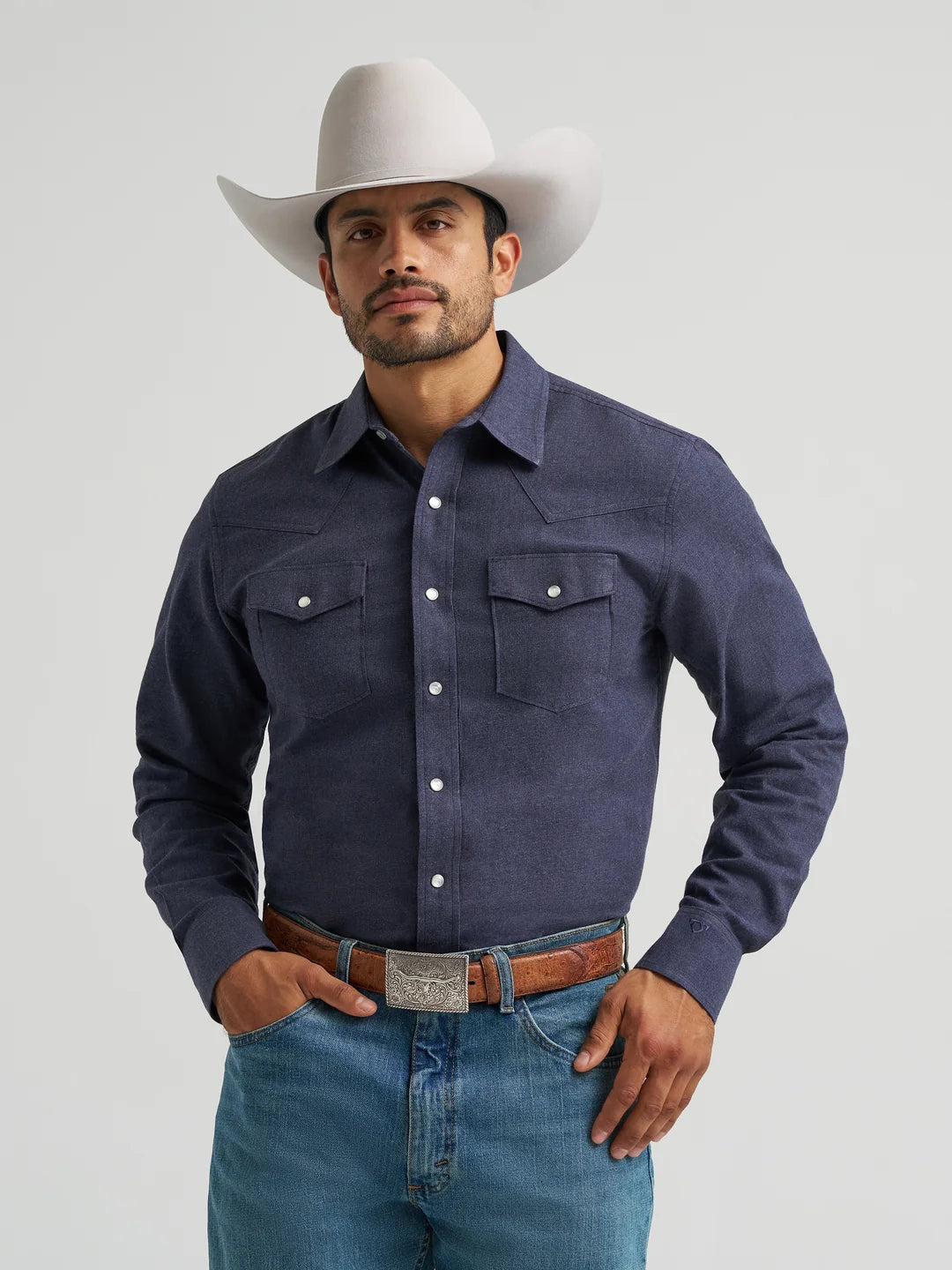 Men's Wrangler X COJO Blue Longsleeve Classic Fit Snap Shirt 🤠