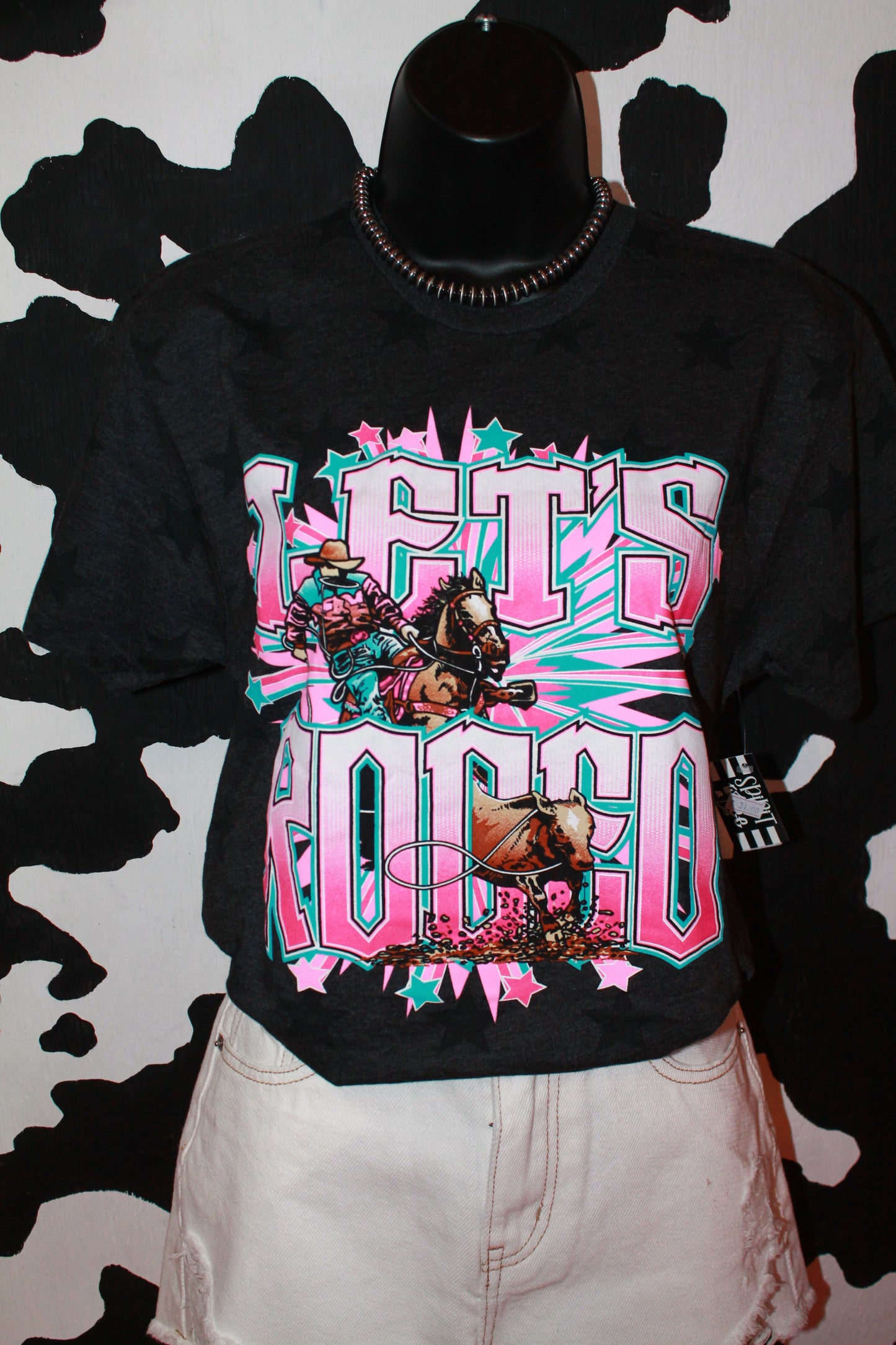 Calf Roper Let's Rodeo On Star Print Tee