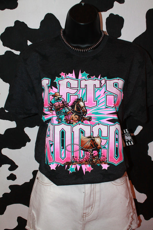 Calf Roper Let's Rodeo On Star Print Tee