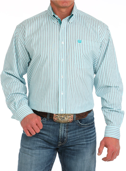 Cinch Men’s Pinstripe L/S-Turq